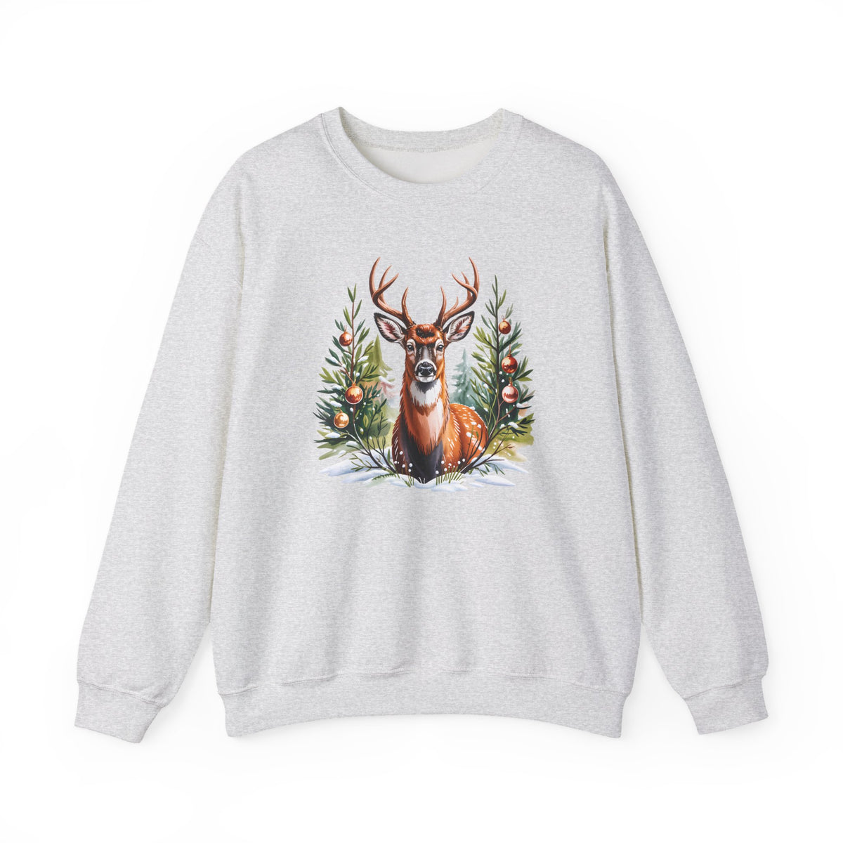 Christmas Deer Sweatshirt, Vintage Woodland Holiday Crewneck - 14562