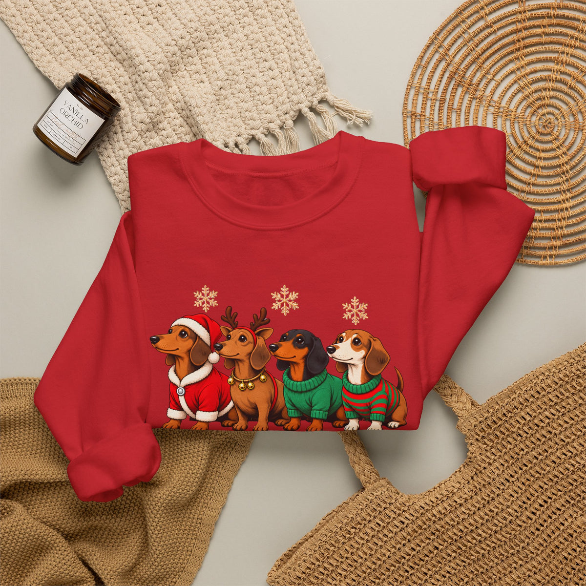 Dachshund Through the Snow Sweatshirt, Cute Christmas Dog Crewneck - 14566
