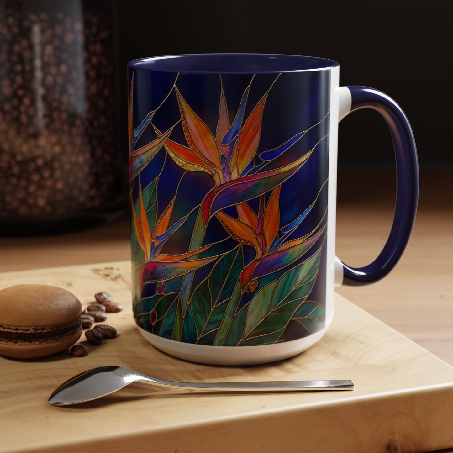 Bird of Paradise Floral Coffee Mug — Stained Glass Design 11/15oz - 14556