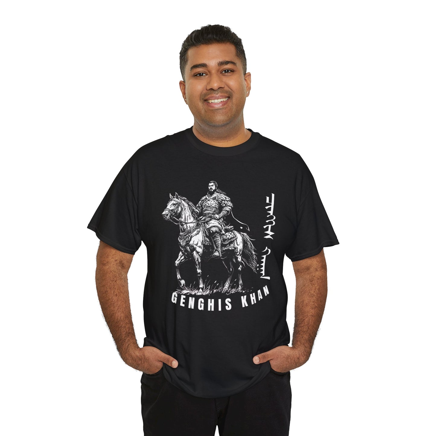 Genghis Khan Horseman Tee – Historical Warrior Graphic T-Shirt - 14914