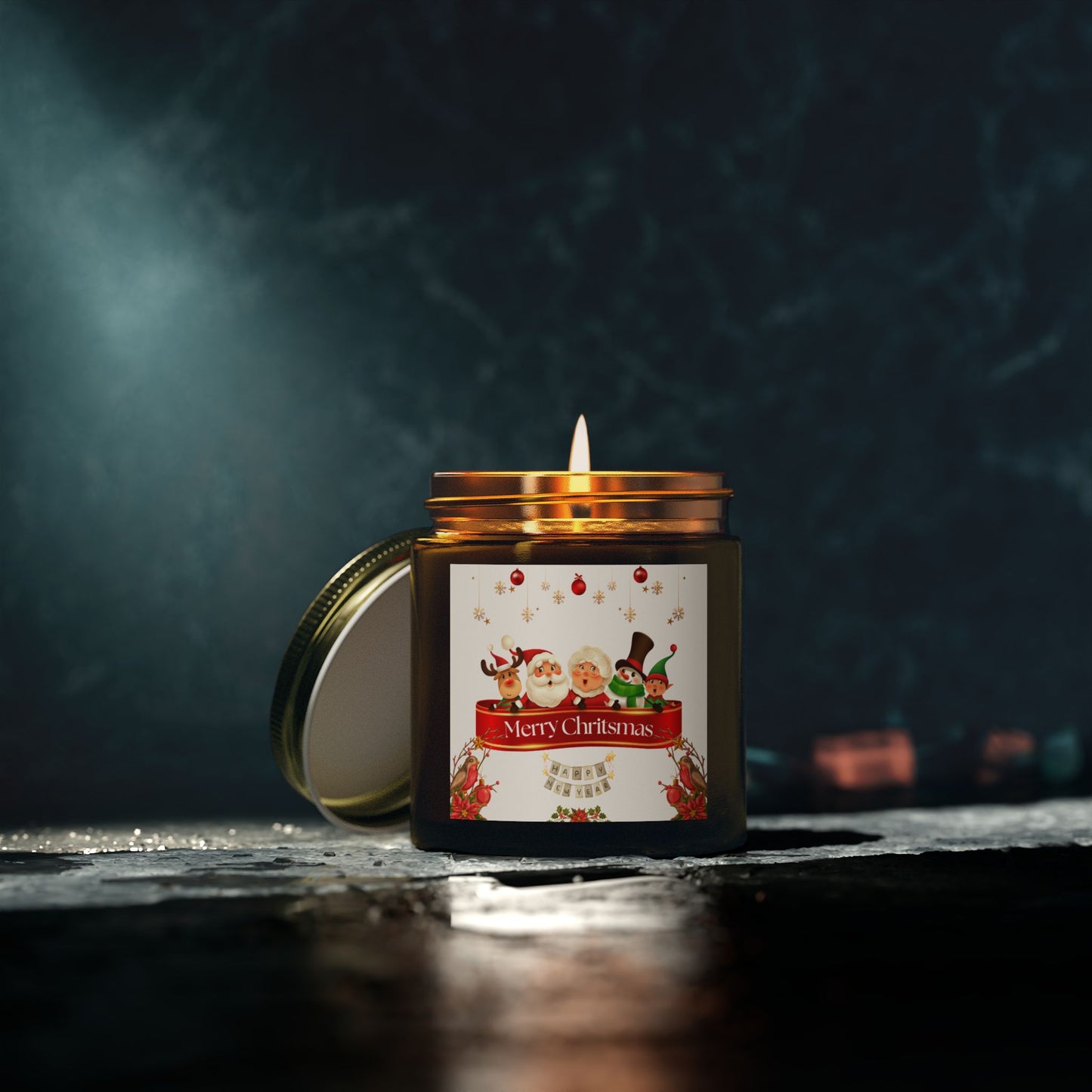 Merry Christmas - Scented Candles, Coconut Apricot Wax (4oz, 9oz)