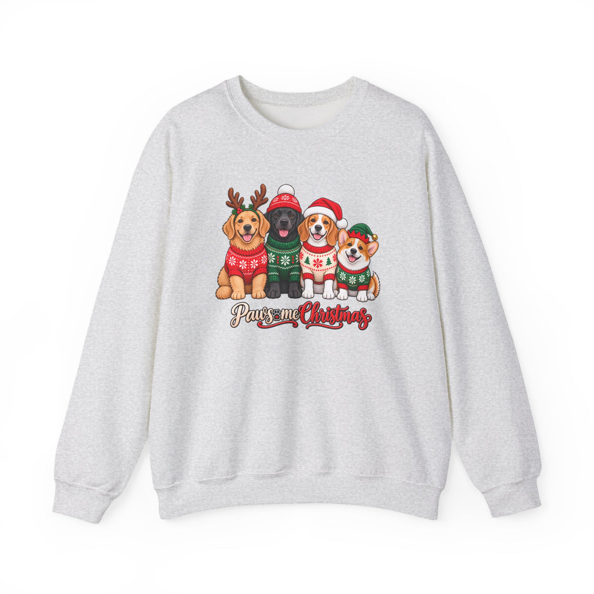 Pawsome Christmas Sweatshirt,  Cute Festive Dogs Crewneck - 14558