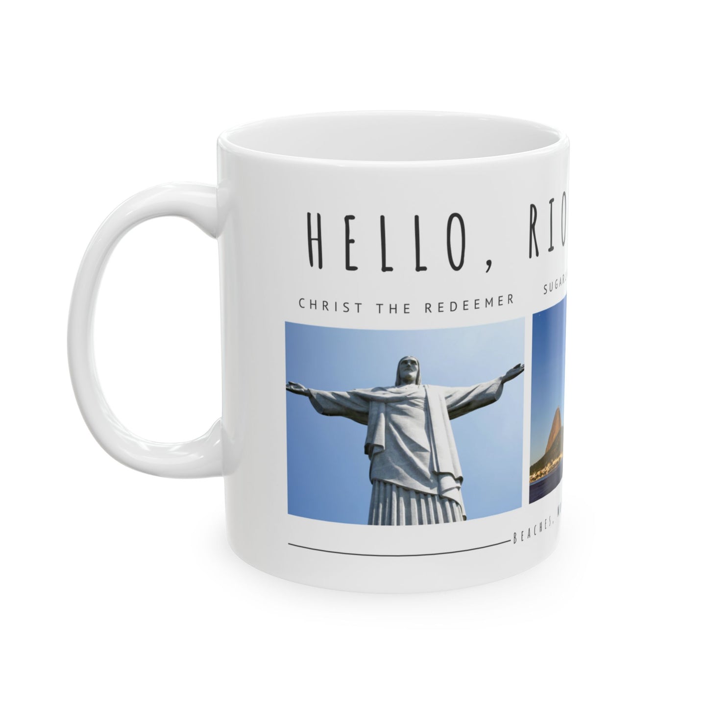 Hello Rio de Janeiro, Ceramic Mug - Explore Iconic Landmarks, Perfect Gift for Travelers & Adventurers - 12010
