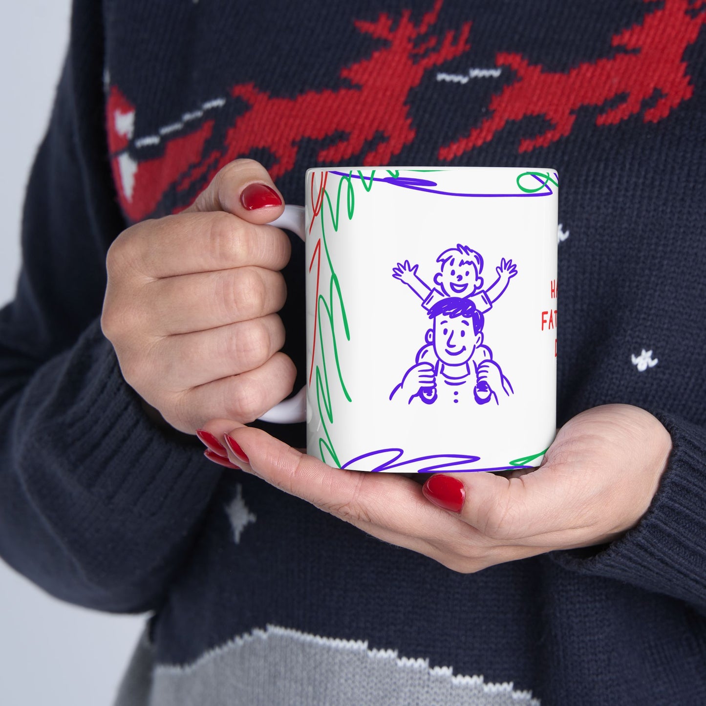 Happy Father's Day Ceramic Mug - Colorful Design for Dad | 11oz and 15oz - 12895