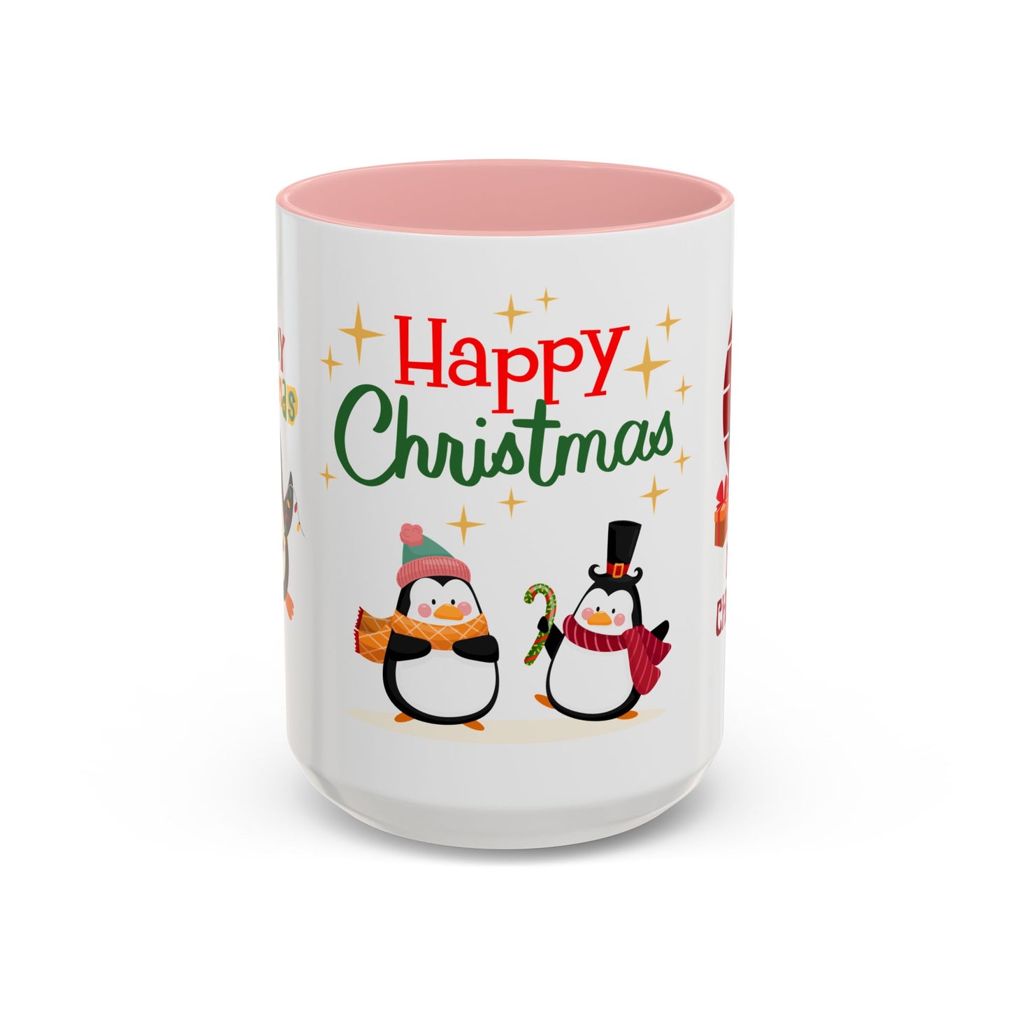 Penguins, Merry Christmas - Accent Coffee Mug (11, 15oz)