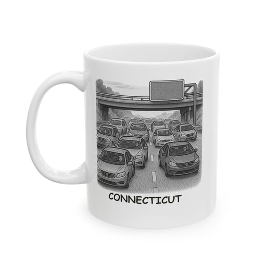 "Connecticut: Where even the highways are 'charmingly busy.'" Ceramic Mug - 13883