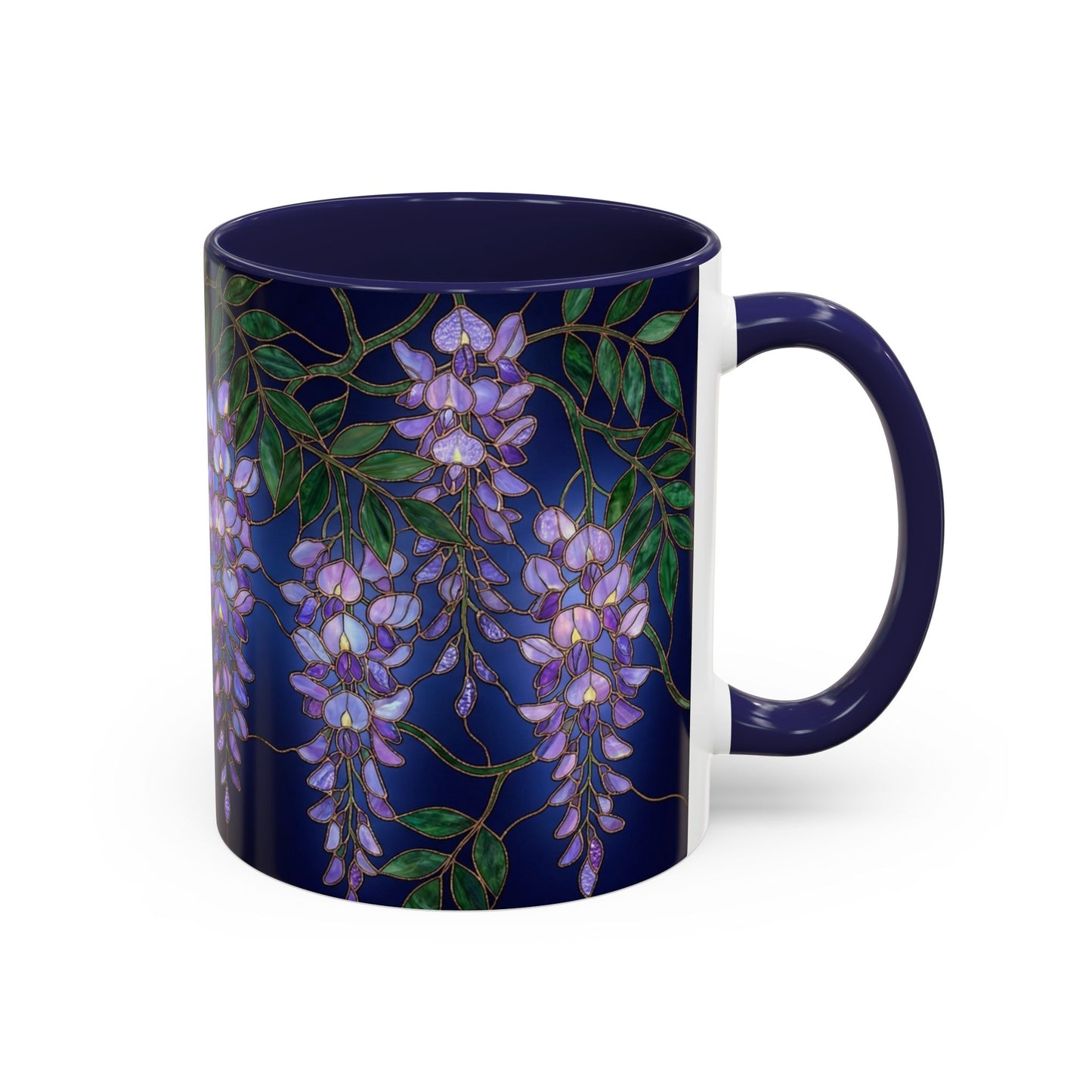 Wisteria Bloom Accent Coffee Mug — Stained Glass Design 11/15oz - 14589