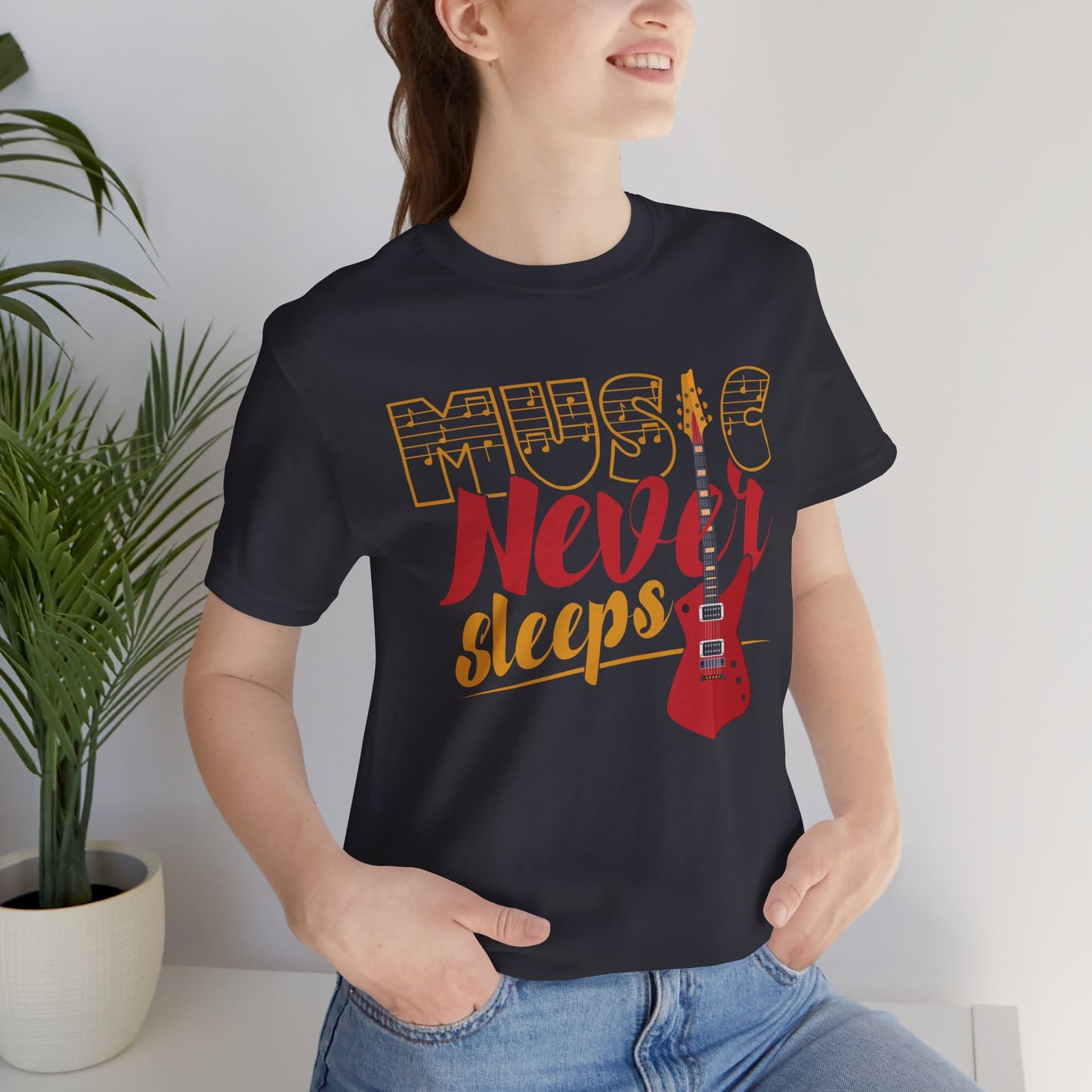 Music Never Sleeps - Unisex Jersey Short Sleeve Tee