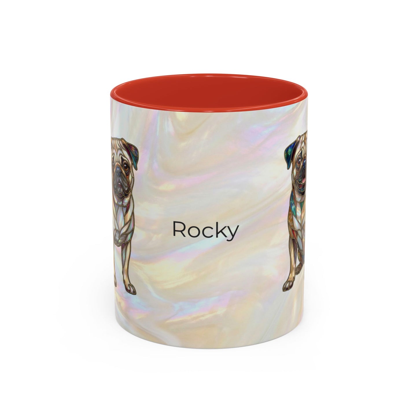 Personalized Pug Accent Coffee Mug –  Stained Glass Design (11/15oz) - 14547