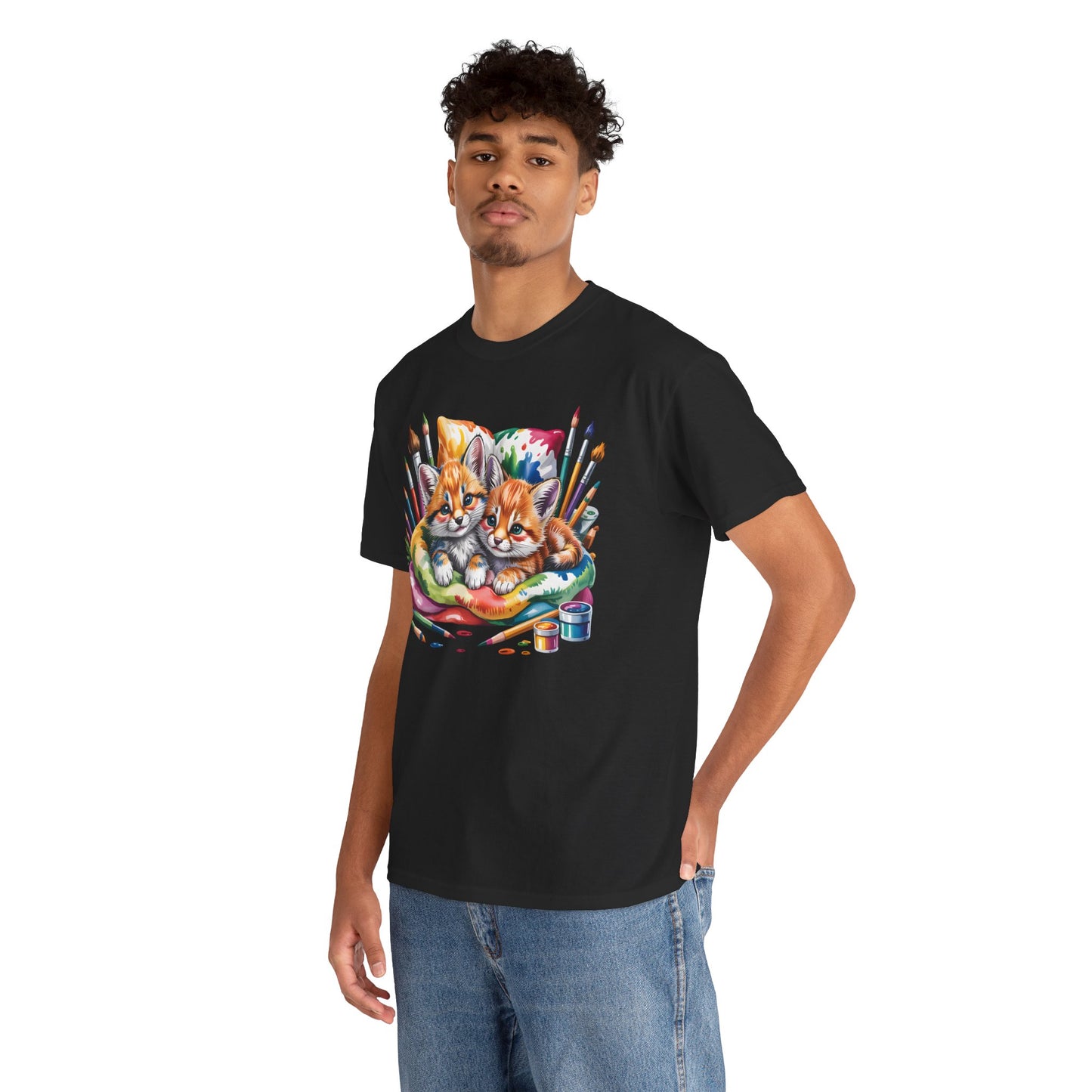 Artist Kittens T-Shirt — Cute Painting Cats Graphic Tee, Cat Lover Gift - 14866