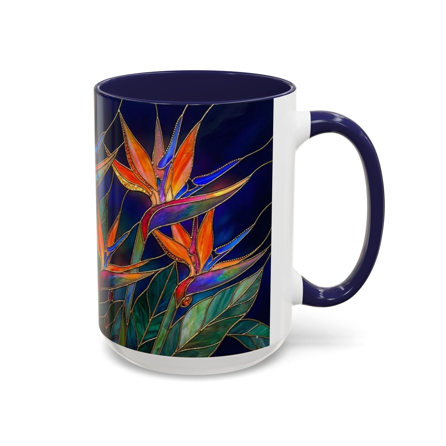 Bird of Paradise Floral Coffee Mug — Stained Glass Design 11/15oz - 14556
