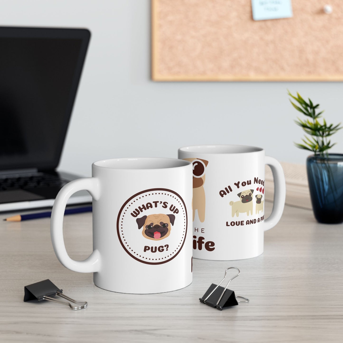 Living the Pug Life - Ceramic Mug, (11oz, 15oz) | 11oz,15 oz,15oz,Bestsellers,Coffee Mugs,Home & Living,Kitchen,Mugs,Sublimation,US Elections Season,Valentine's Day,White base