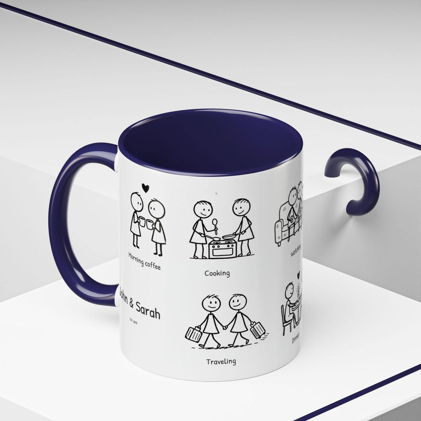 Our Favorite Things to Do Valentine’s Mug – Cozy Couples Illustrated Accent Coffee Mug - 14705