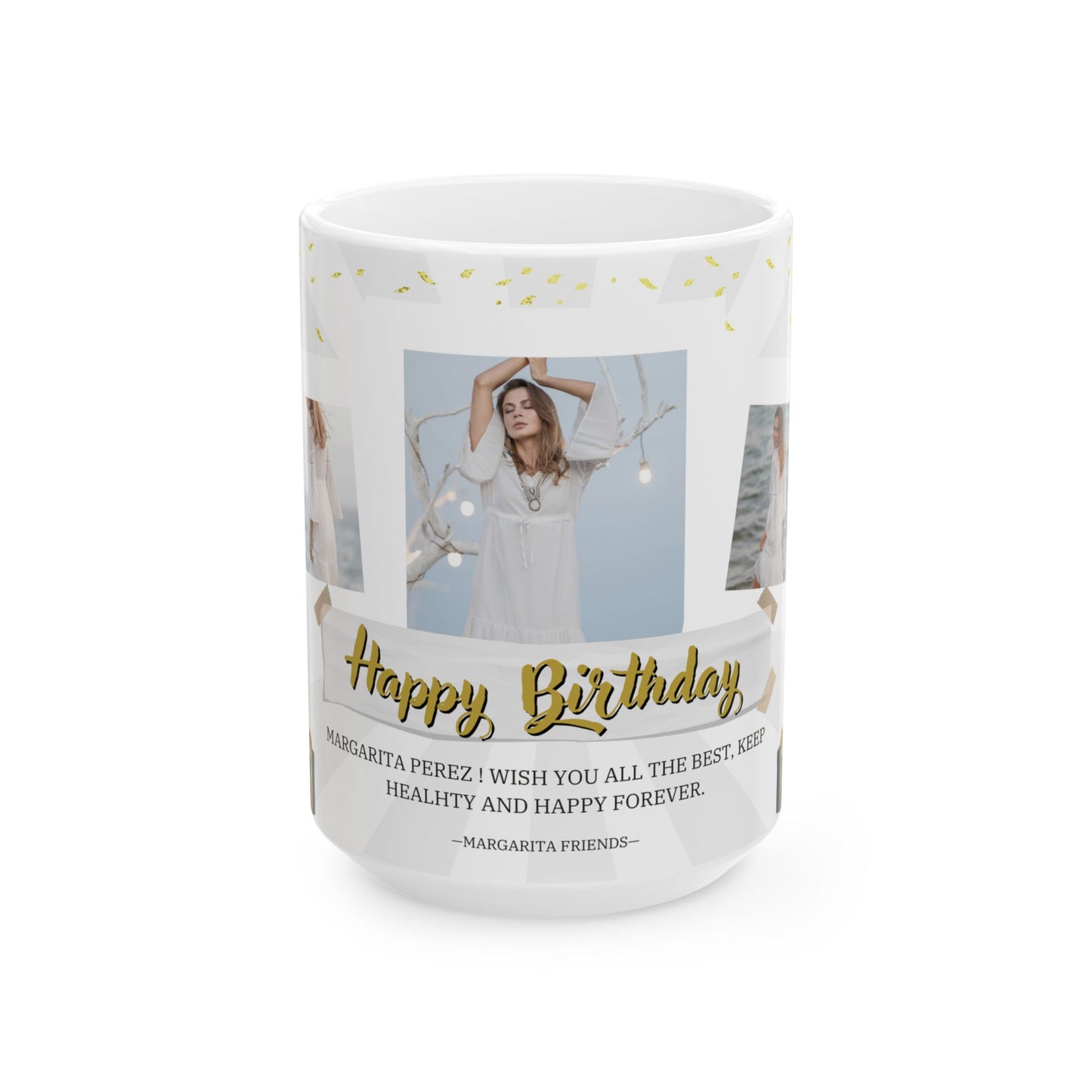 Happy Birthday Ceramic Mug - Personalized Gift for Friends, Family, Coffee Lovers, Celebrations - 13986