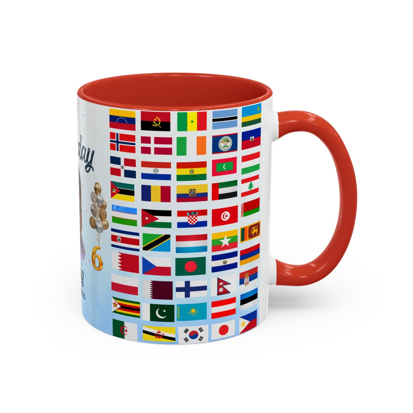 Kids, Happy Birthday, World Flag Fan, Details Customizable - Accent Coffee Mug (11, 15oz) - 11232