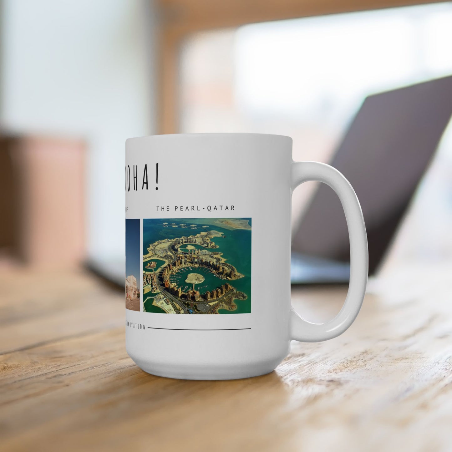Hello Doha! Ceramic Travel Mug - 11oz & 15oz | Souq Waqif Art Design - 12108