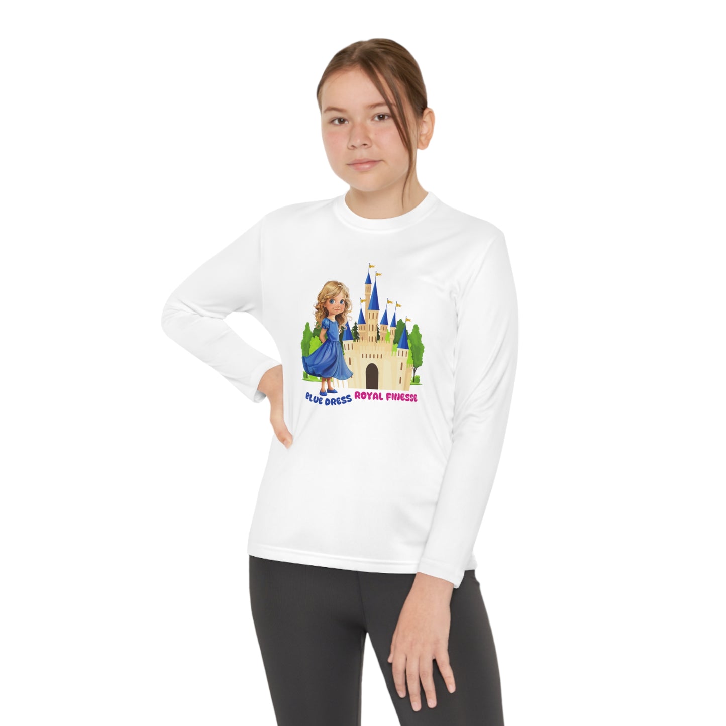 Blue Dress Princess, Royal Finesse - Youth Long Sleeve Competitor Tee