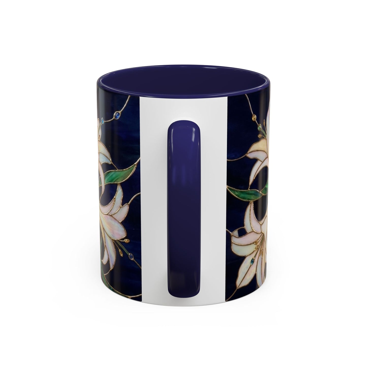 Lily Floral Accent Coffee Mug — Stained Glass Style 11/15oz - 14575