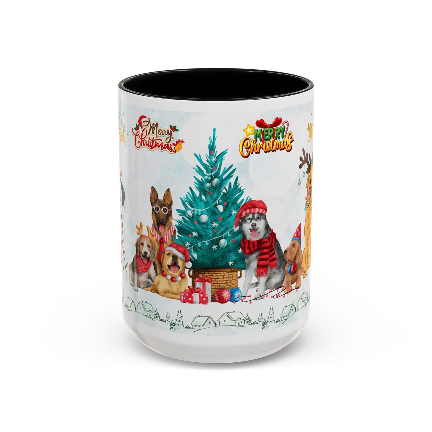 Merry Christmas Dogs - Accent Coffee Mug (11, 15oz)