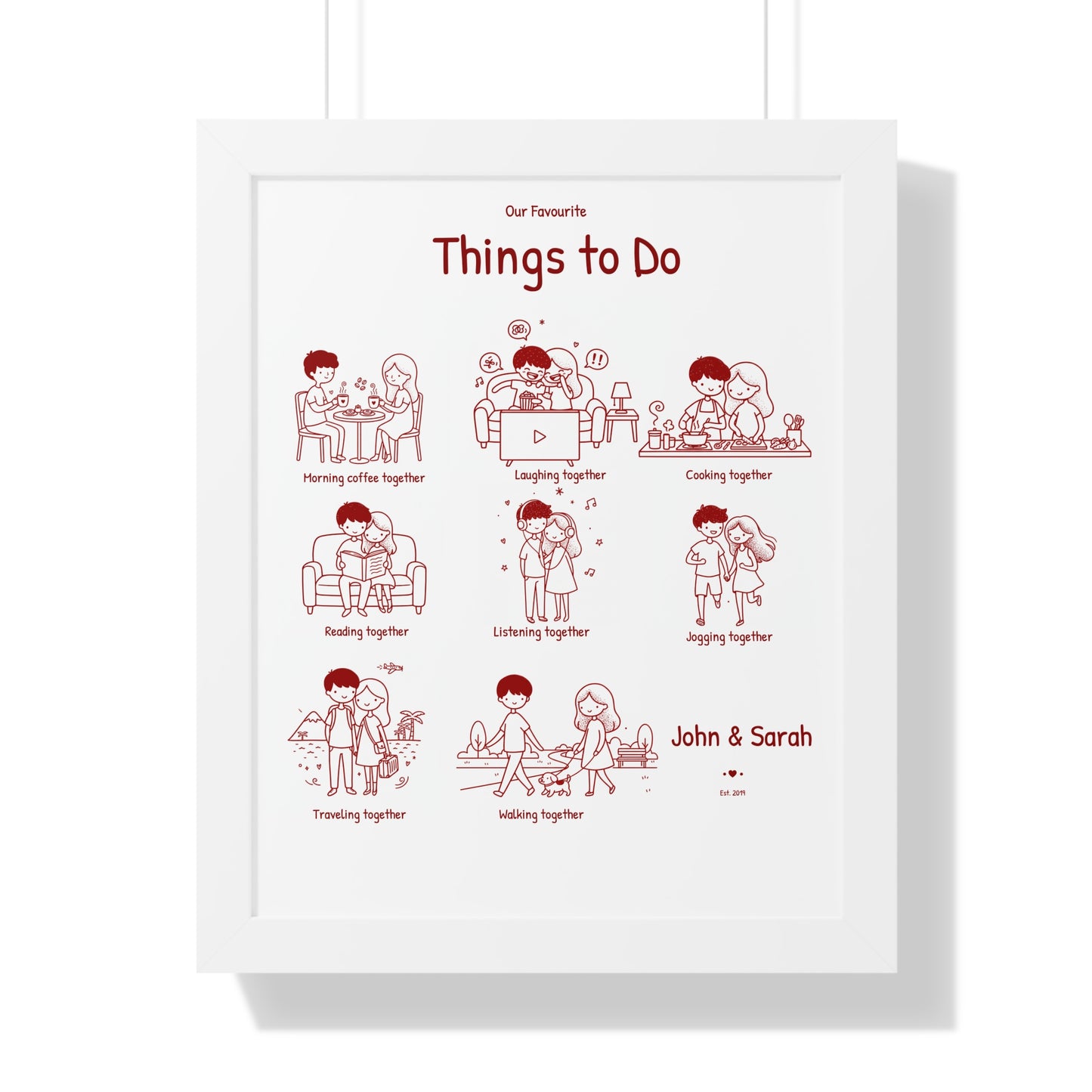 Framed Poster – “Our Favourite Things to Do” Personalized Couple Print | Valentine’s Gift - 14712