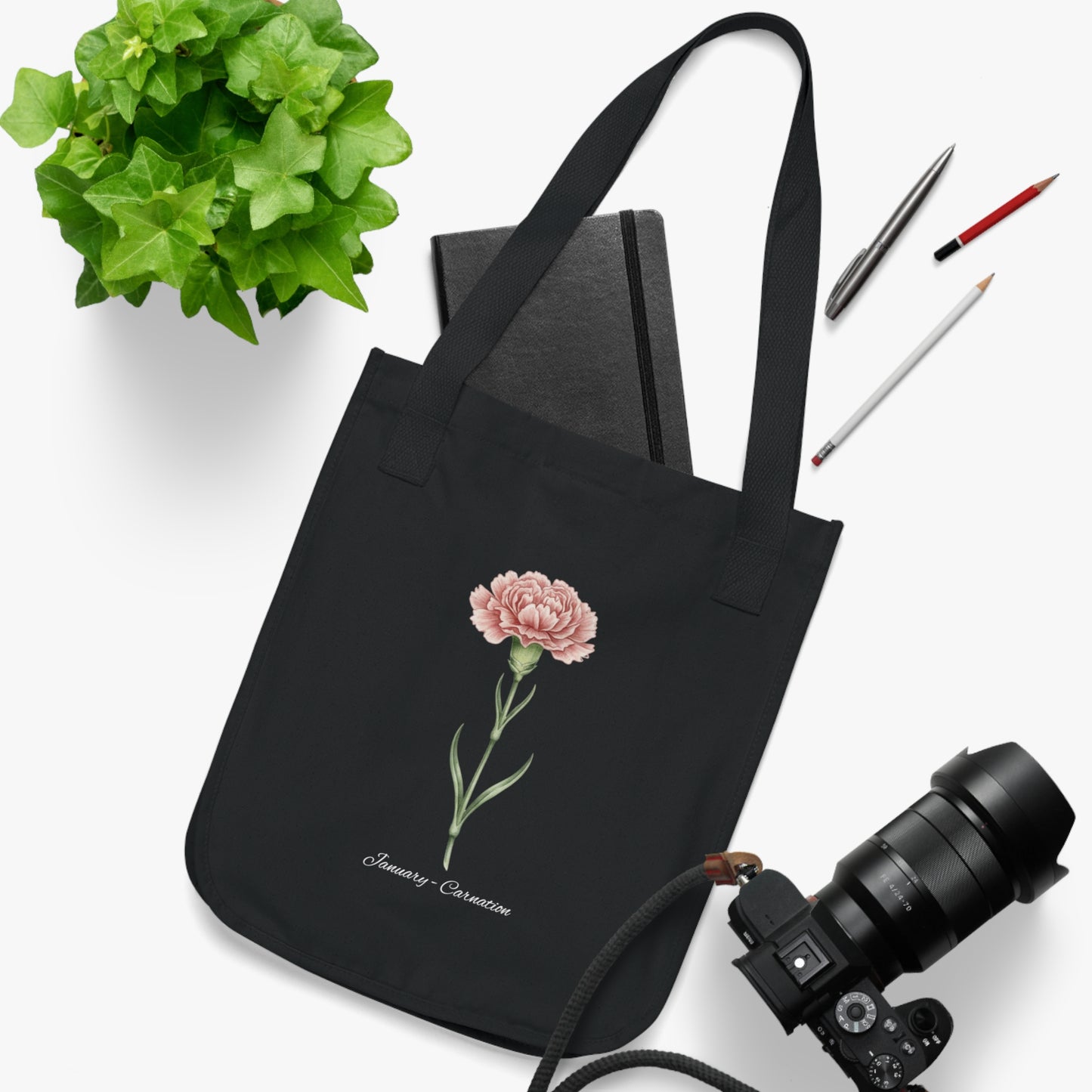 January Carnation Birth Flower Tote Bag - 14692