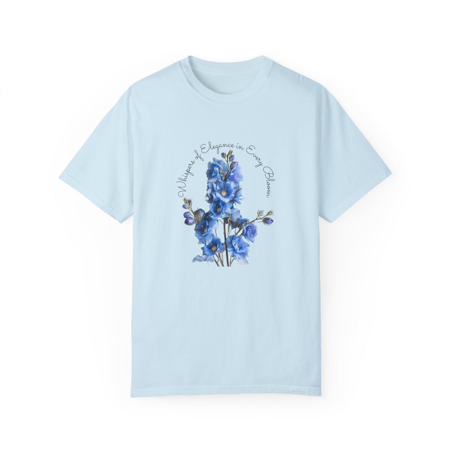 Happy Birthday, July, Delphinium - Unisex Garment-Dyed T-shirt - 10414