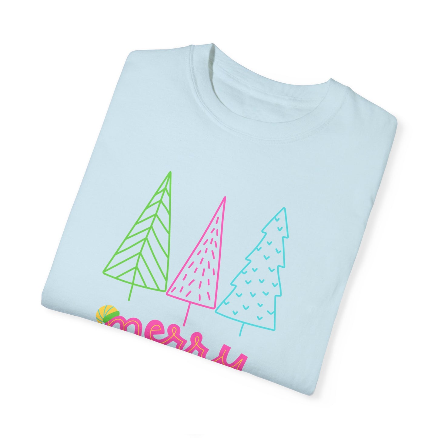 Trees, Merry Christmas - Unisex Garment-Dyed T-shirt - 10535