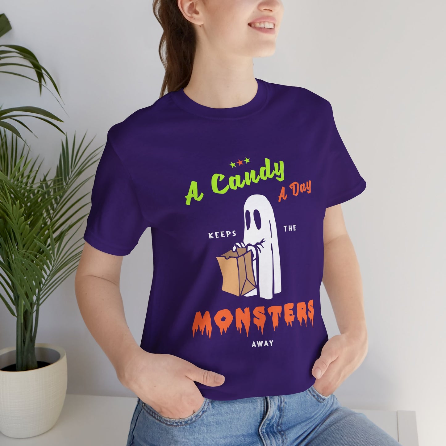 Halloween: A Candy Day Keeps The Monsters Away - Unisex Jersey Short Sleeve Tee - 12663