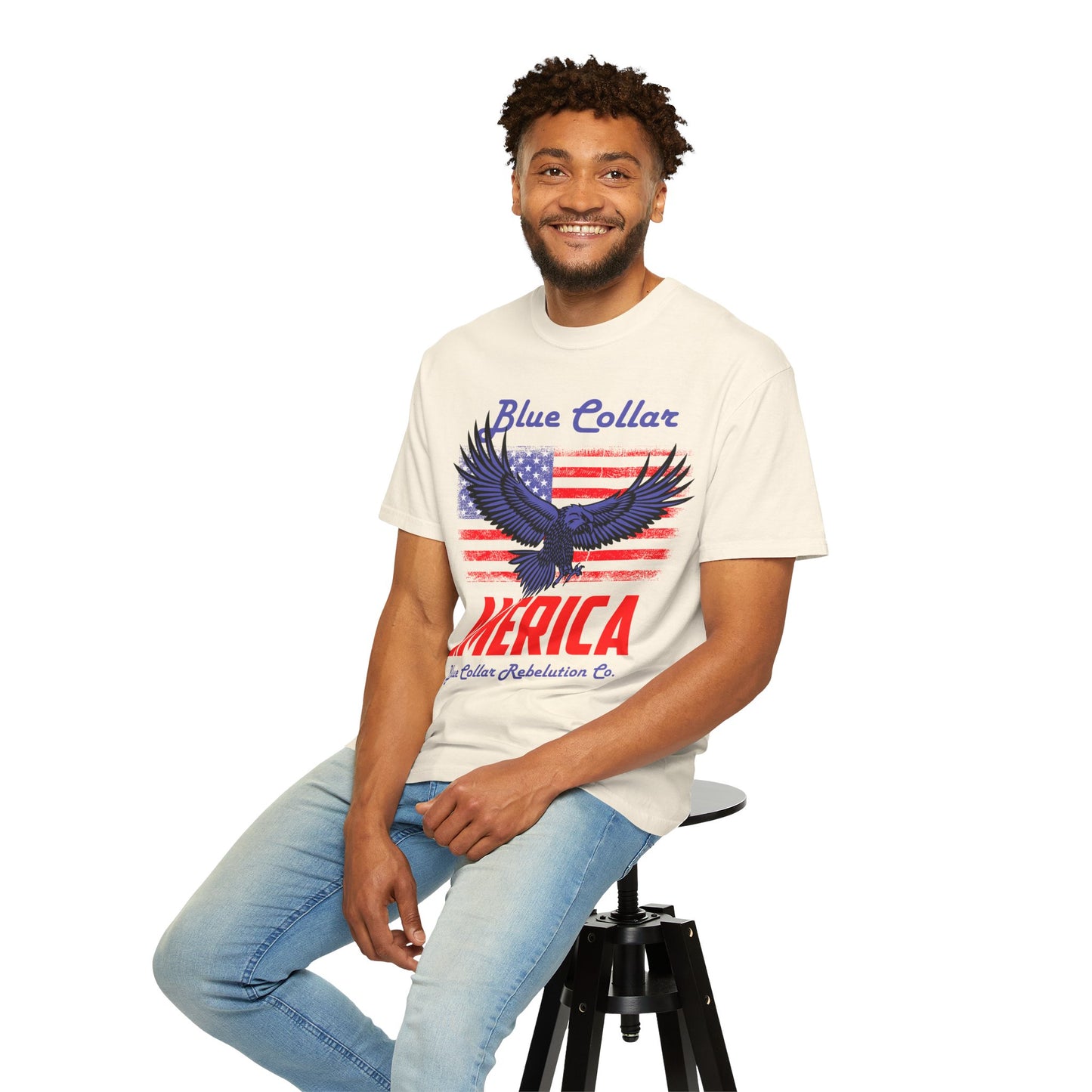 Unisex American Eagle Graphic Tee - Perfect for Patriotic Events, Casual Wear, 4th of July Gatherings, Gifts for Blue Collar Workers - 13695