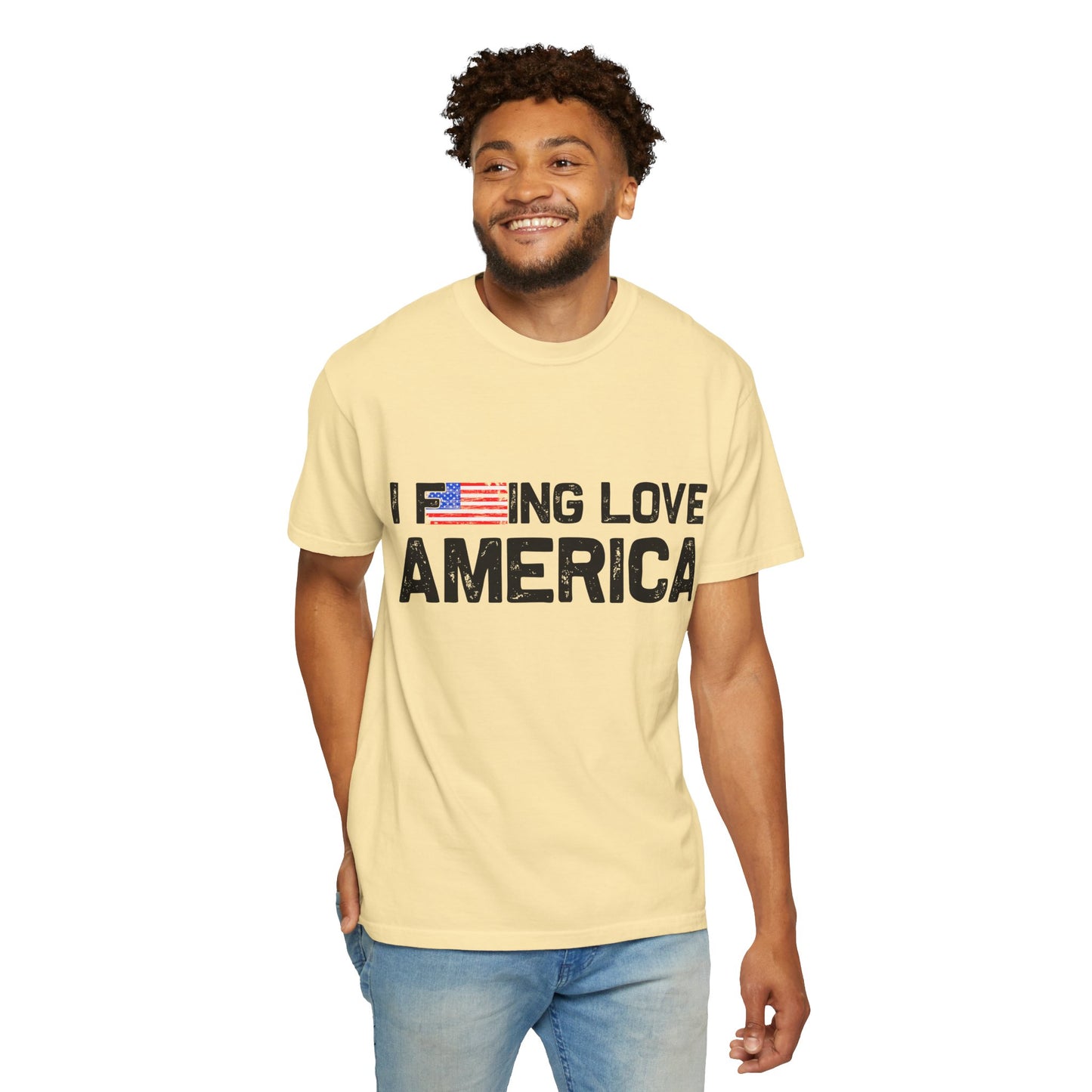Unisex T-Shirt with Patriotic Love for America, Casual Tee, Independence Day Gift, Love America Shirt, Gift for Patriot - 13654
