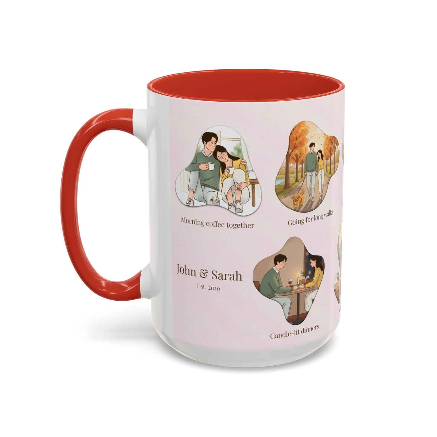 Our Favorite Things to Do Valentine’s Mug – Cozy Couples Illustrated Accent Coffee Mug - 14703