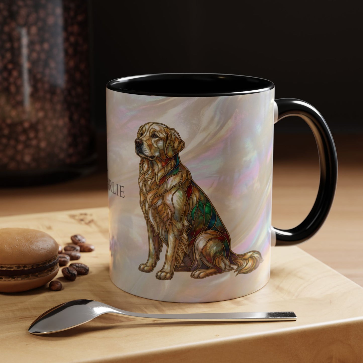 Personalized Golden Retriever Coffee Mug - Stained Glass Design 11/15oz - 14534