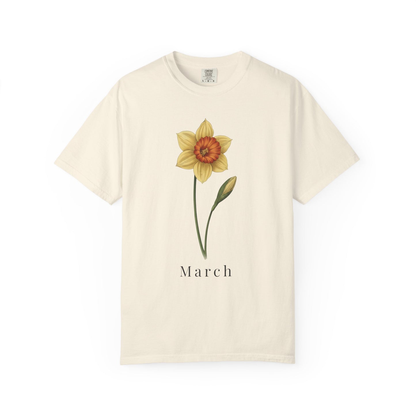 March Birth Flower T-Shirt – Daffodil Floral Birthday Tee for Women - 14793