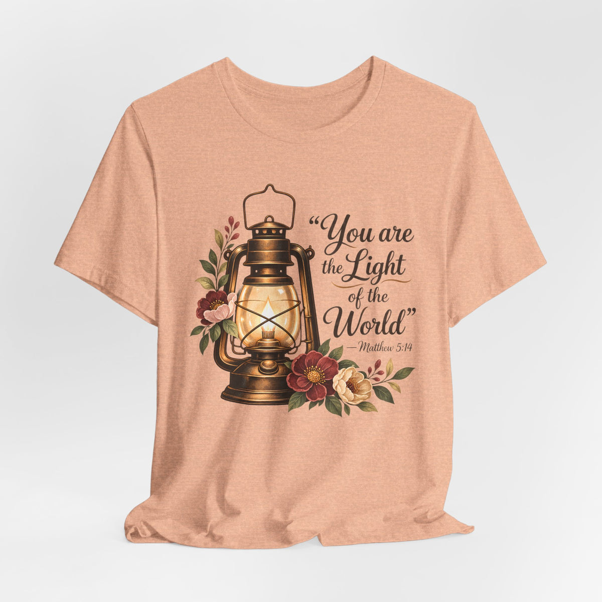 You Are the Light of the World T-Shirt, Vintage Floral Lantern Christian Tee - 14555