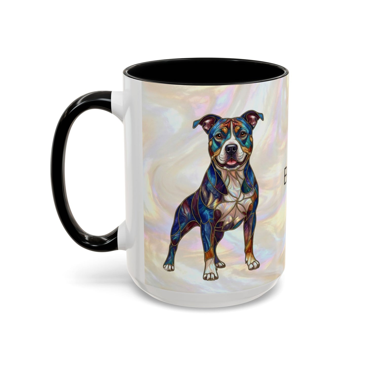 Pitbull Dog Accent Coffee Mug — Stained Glass Design (11/15oz) - 14536