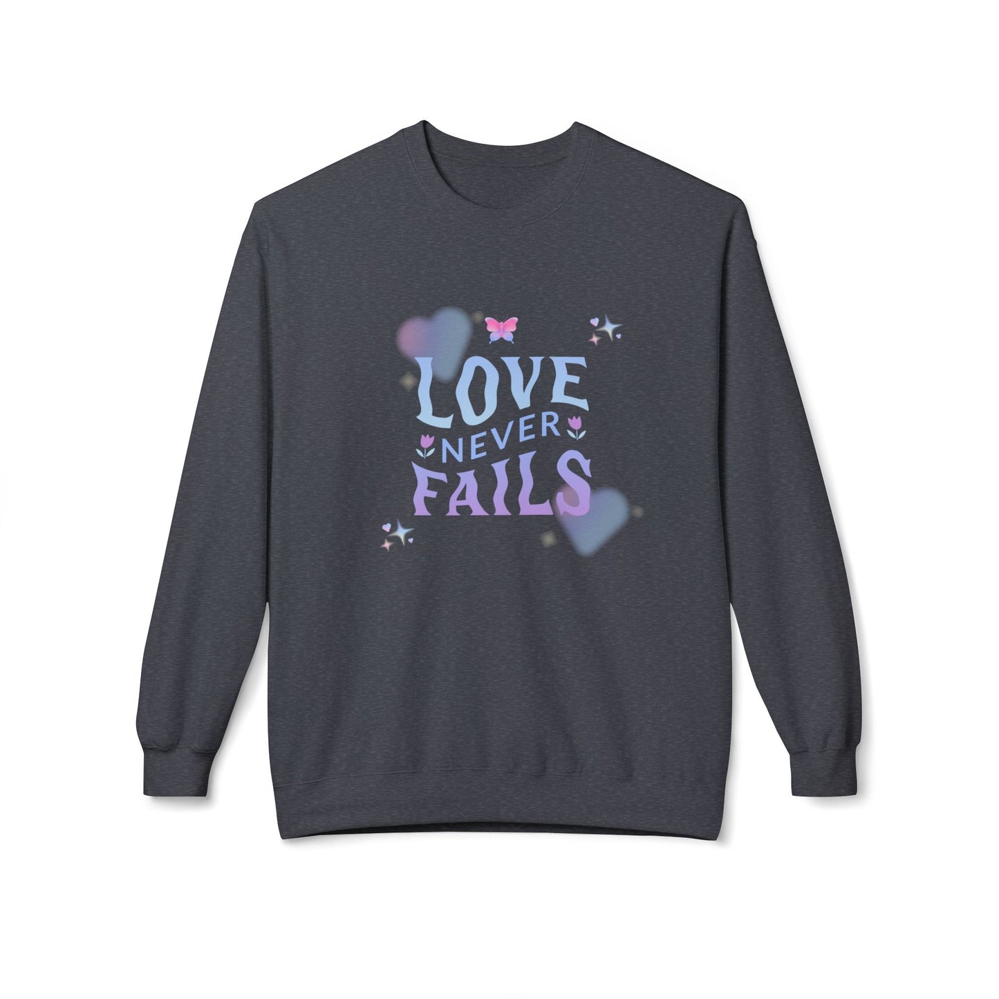 Love Never Fails - Unisex Midweight Softstyle Fleece Crewneck Sweatshirt - 10958