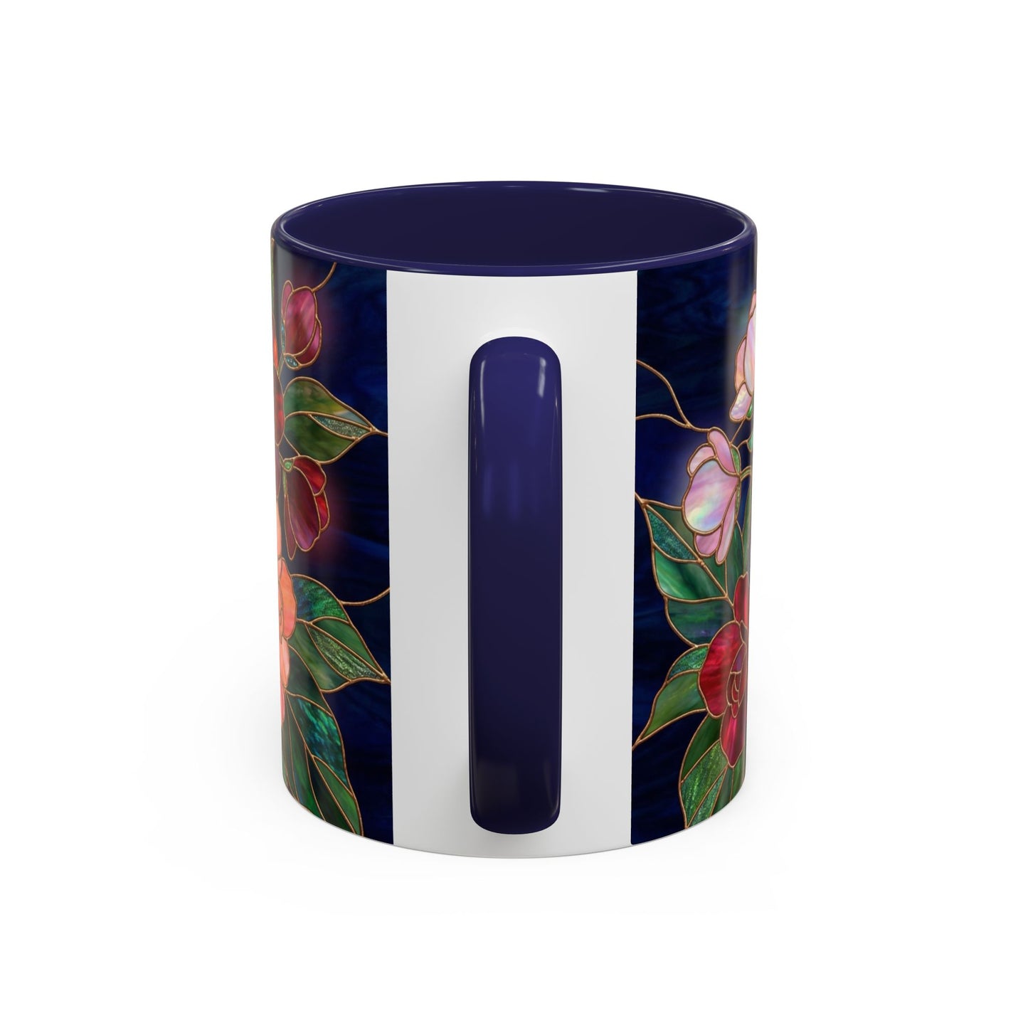 Begonia Floral Accent Coffee Mug – Stained Glass Design 11/15oz - 14555
