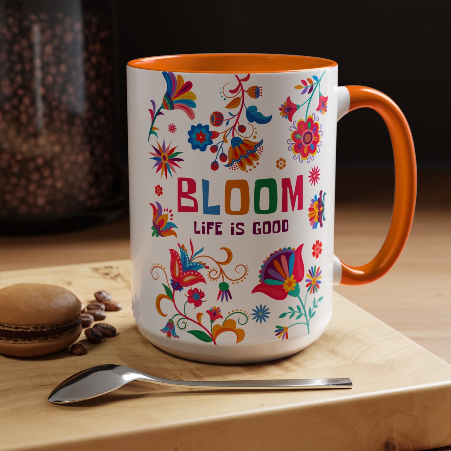Colorful Floral Accent Coffee Mug - Bloom Life is Good - 14082