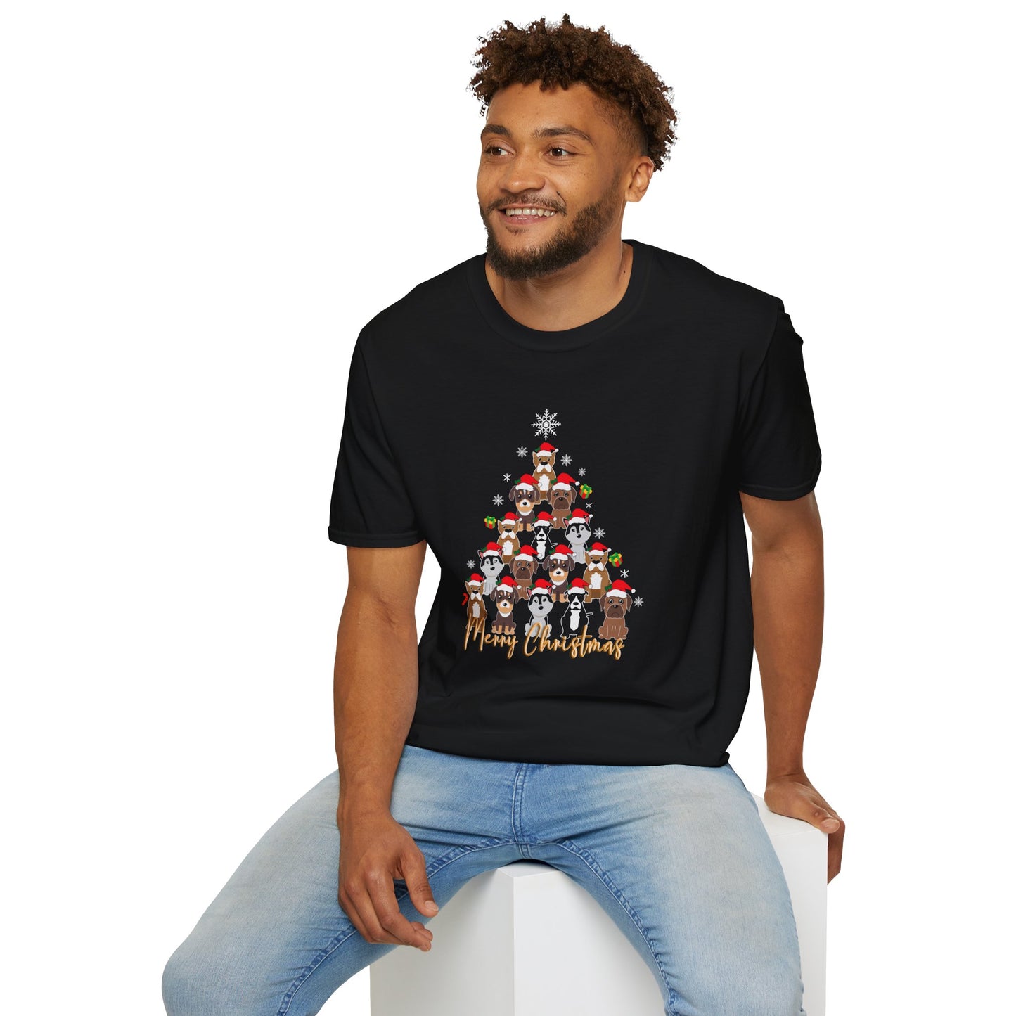 Christmas Tree Made From Dogs - Unisex Softstyle T-Shirt - 10285