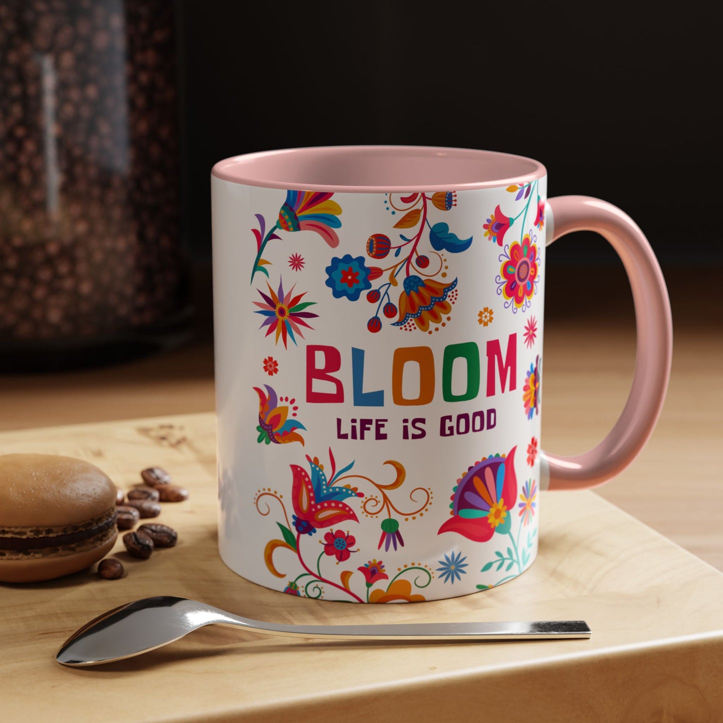 Colorful Floral Accent Coffee Mug - Bloom Life is Good - 14082