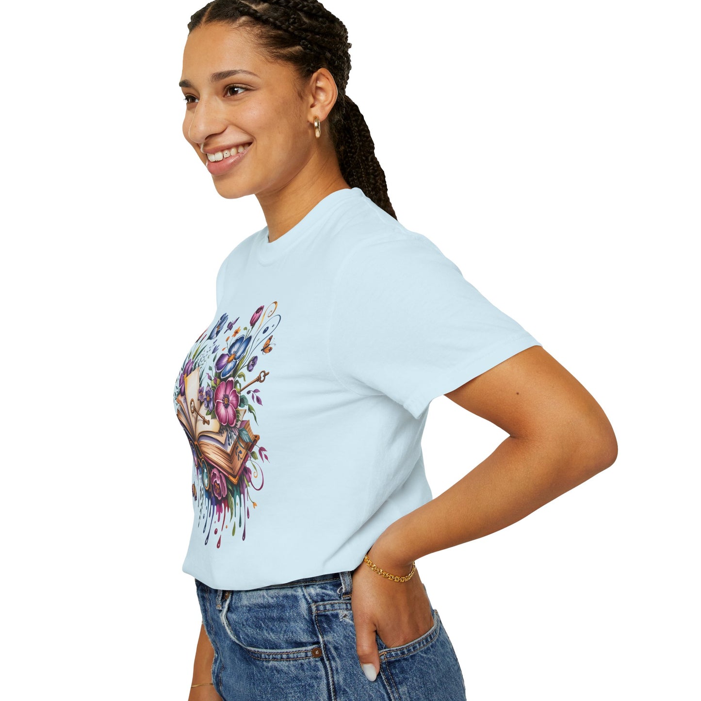 Magic Book Floral T-Shirt – Colorful Open Book & Flowers, Book Lover Gift Tee - 14830