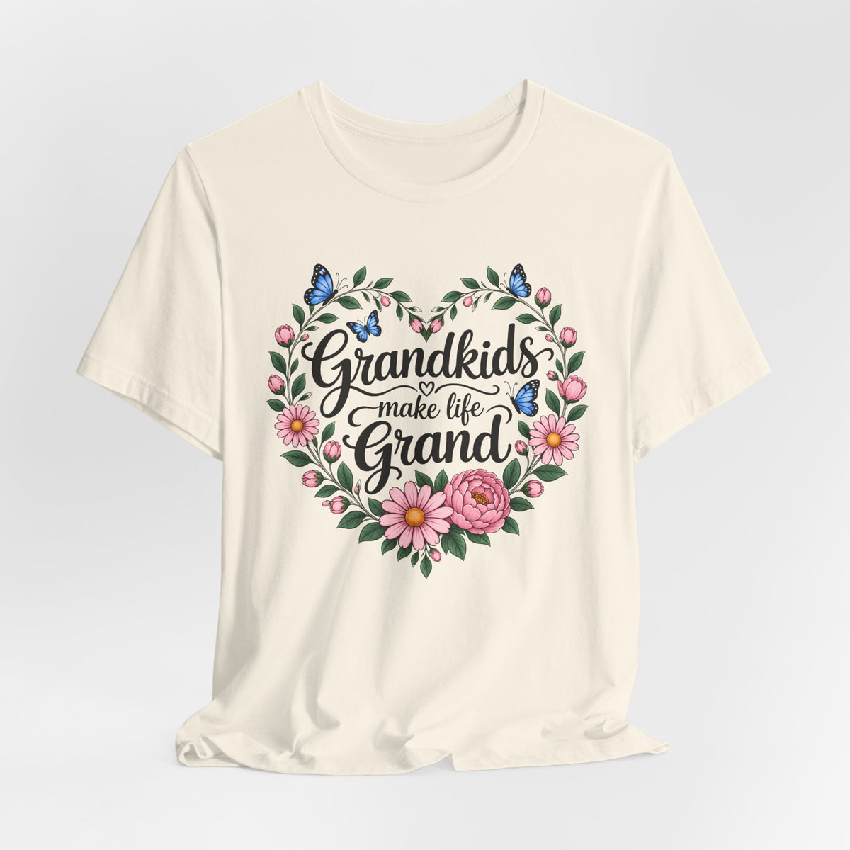 Grandkids Make Life Grand Floral T-Shirt,  Grandma Gift Tee - 14989