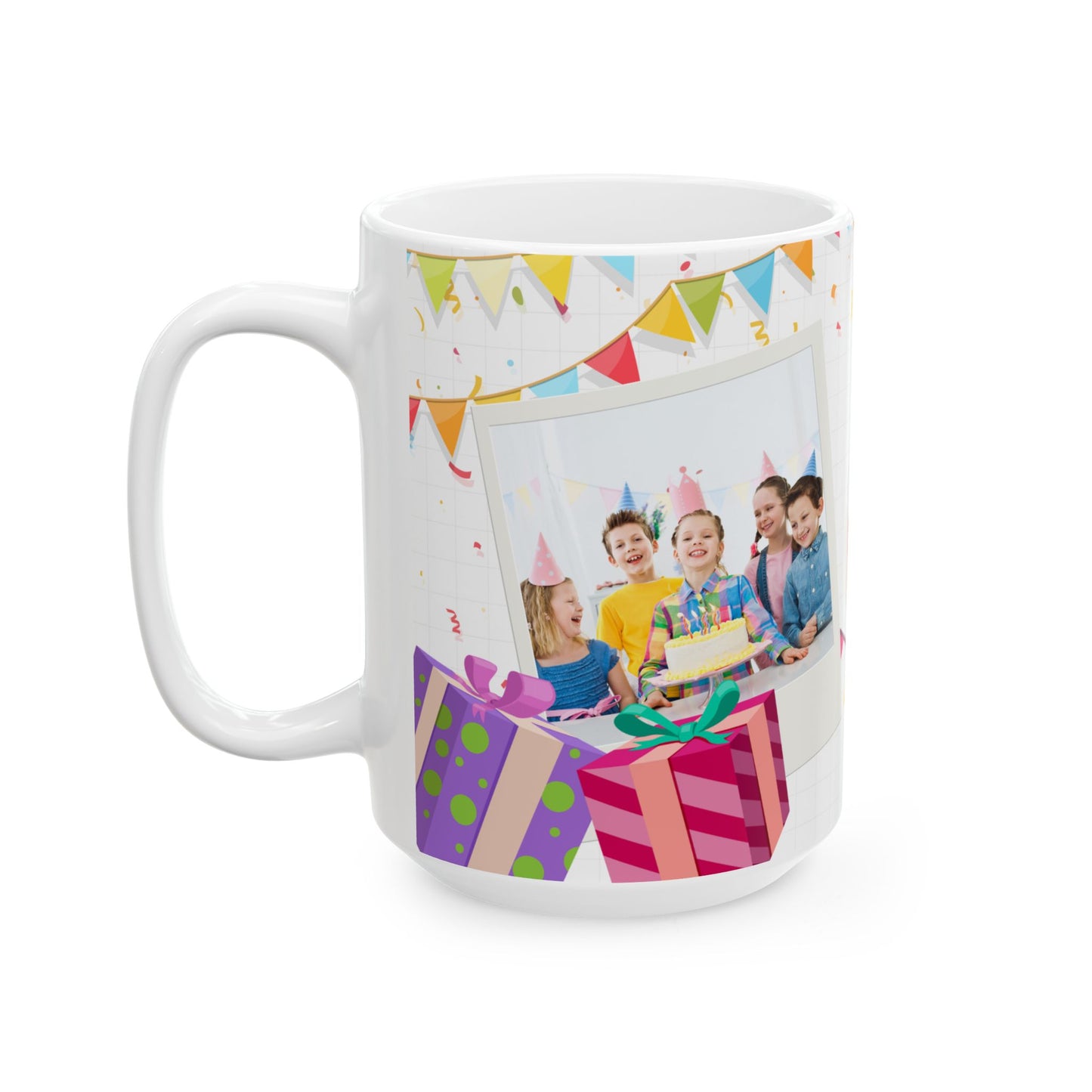 Personalized Birthday Ceramic Mug with Colorful Design, Custom Gift for Celebrations, Fun Party Favor, 11oz, 15oz - 13976