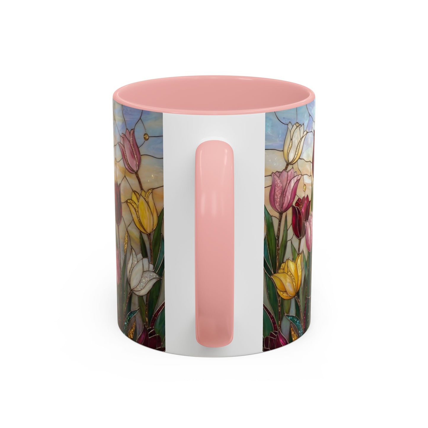 Tulip Stained Glass Accent Coffee Mug — Floral Spring Tea & Coffee Cup (11/15oz) - 14525