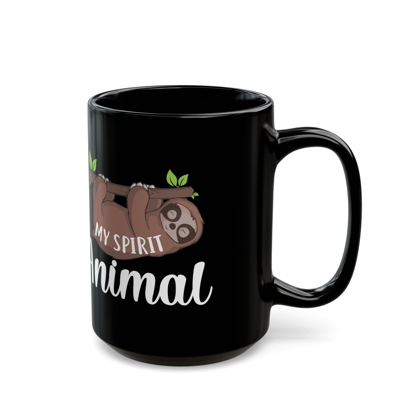 Yoga: Sloth Spirit Animal Mug, Black Ceramic Coffee Cup, Gift for Sloth Lovers - 13212