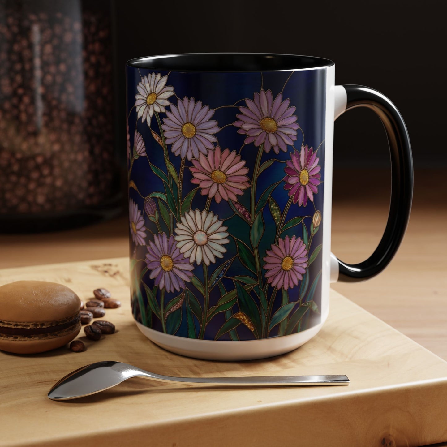 Aster Flower Coffee Mug — Stained Glass Design 11/15oz - 14553