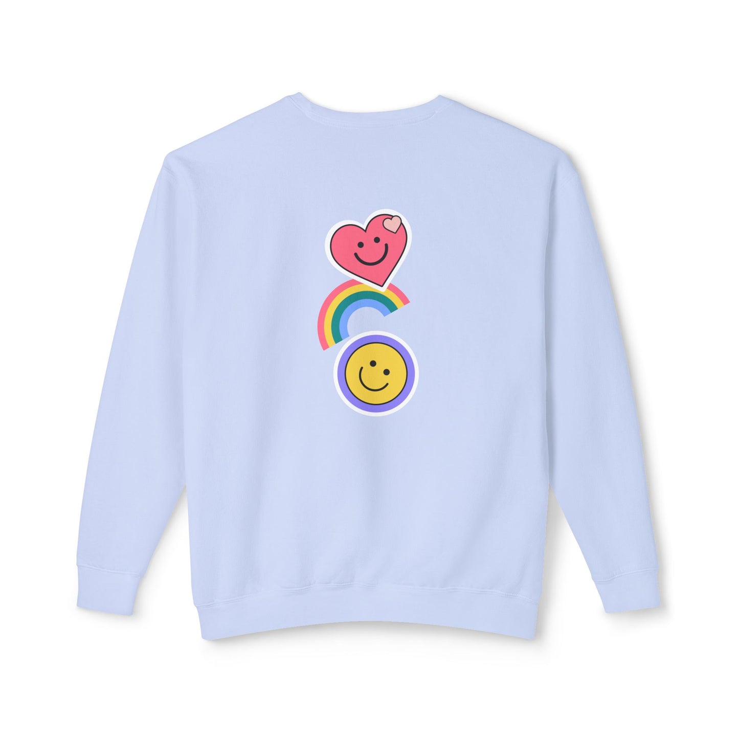 Flowers, Heart, Rainbow, Happy Face - Unisex Lightweight Crewneck Sweatshirt - 11485