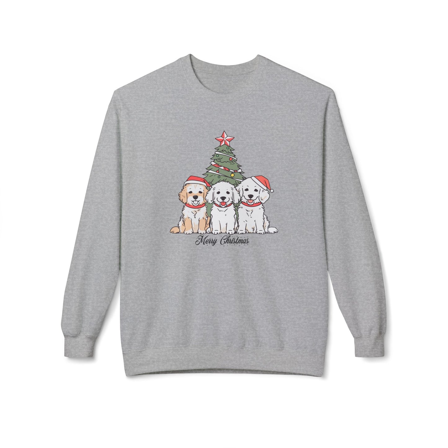 Merry Christmas, Puppies - Unisex Midweight Softstyle Fleece Crewneck Sweatshirt - 10264