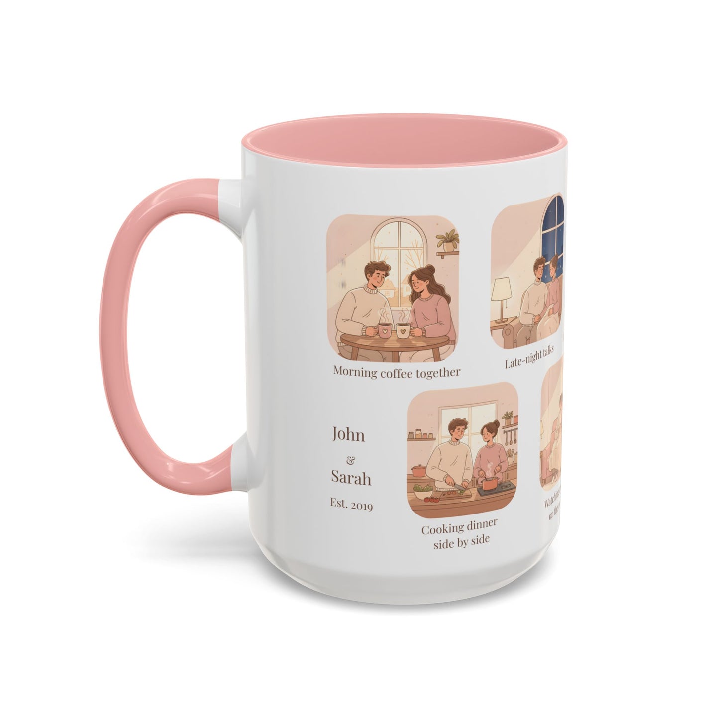 Our Favorite Things to Do Valentine’s Mug – Cozy Couples Illustrated Accent Coffee Mug - 14701
