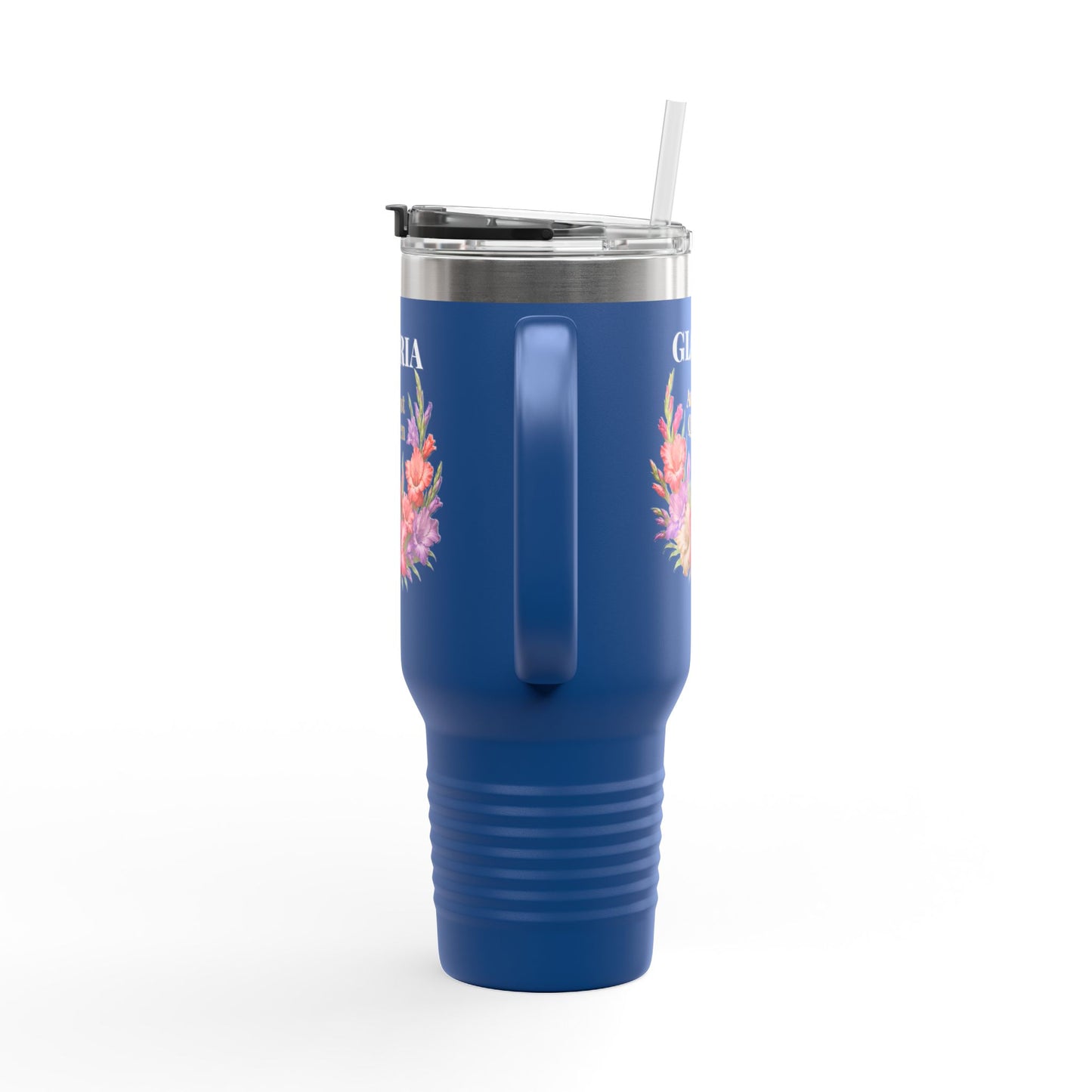 Personalized August Queen 40oz Insulated Travel Mug – Custom Name Floral Birthday Tumbler - 14917